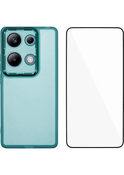 Anti-Düşme Telefon Kılıfı Xiaomi Poco M6 Pro 4g Tpu Kılıf Temperli Cam-Şeffaf Yeşil ile Elektroliz Çerçeve (Yurt Dışından)
