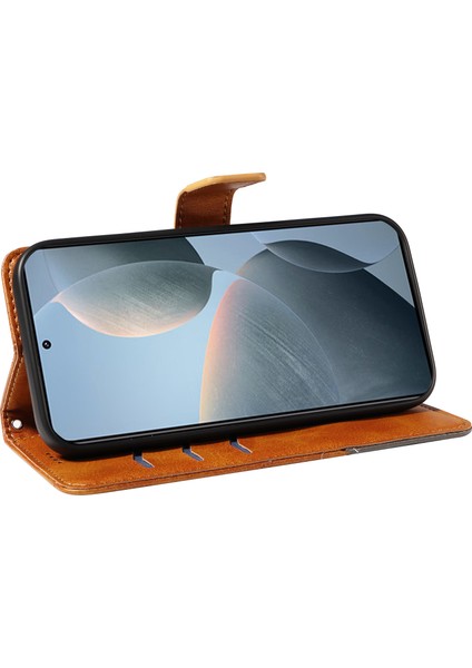 Anti-Düşme Telefon Kılıfı Için Xiaomi Poco F6 Pro 5g Kılıf Hattı Eklenmiş Pu Deri Telefon Kapağı-Kahverengi (Yurt Dışından) modelleri