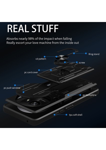 Anti-Düşen Telefon Kılıfı Xiaomi Redmi Için A3 4g Durumda Pc + Tpu Kickstand Telefon Arka Kapak Kamera Kaydırıcı Ile-Siyahımsı Yeşil (Yurt Dışından) modelleri