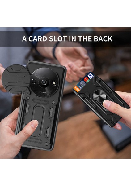 Anti-Düşen Telefon Kılıfı Xiaomi Redmi Için A3 4g Durumda Pc + Tpu Kickstand Telefon Arka Kapak Kamera Kaydırıcı Ile-Siyahımsı Yeşil (Yurt Dışından) indirimleri