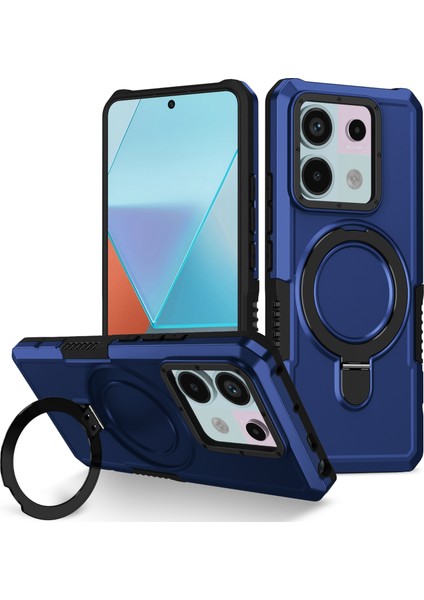Anti-Düşen Telefon Kılıfı Için Xiaomi Poco X6 5g Kılıf Halka Tutucu Kickstand Tpu + Pc Telefon Kapağı-Safir (Yurt Dışından)