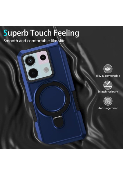 Anti-Düşen Telefon Kılıfı Için Xiaomi Poco X6 5g Kılıf Halka Tutucu Kickstand Tpu + Pc Telefon Kapağı-Safir (Yurt Dışından) modelleri