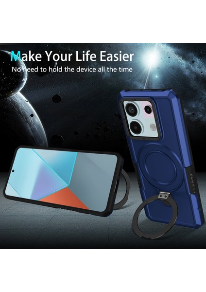 Anti-Düşen Telefon Kılıfı Için Xiaomi Poco X6 5g Kılıf Halka Tutucu Kickstand Tpu + Pc Telefon Kapağı-Safir (Yurt Dışından) fırsatları