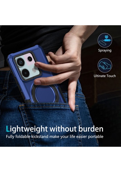 Anti-Düşen Telefon Kılıfı Için Xiaomi Poco X6 5g Kılıf Halka Tutucu Kickstand Tpu + Pc Telefon Kapağı-Safir (Yurt Dışından) indirimleri