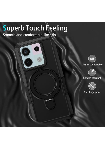 Anti-Düşen Telefon Kılıfı Için Xiaomi Poco X6 5g Kılıf Halka Tutucu Kickstand Tpu + Pc Telefon Kapağı-Siyah (Yurt Dışından) modelleri