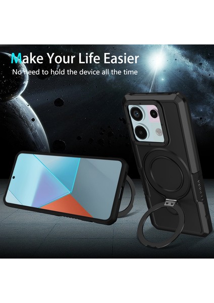 Anti-Düşen Telefon Kılıfı Için Xiaomi Poco X6 5g Kılıf Halka Tutucu Kickstand Tpu + Pc Telefon Kapağı-Siyah (Yurt Dışından) fırsatları