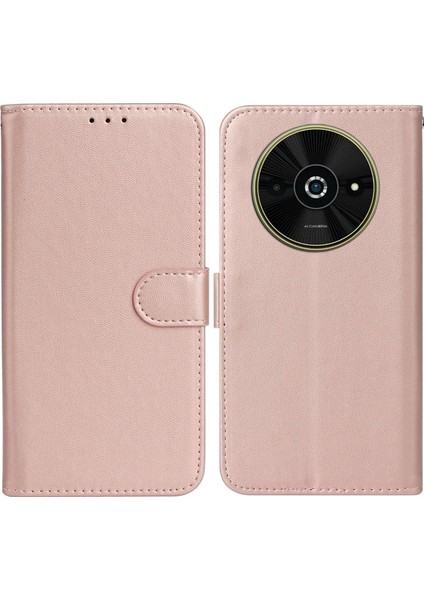 Anti-Düşen Telefon Kılıfı Için Xiaomi Poco C61 4g Kılıf Cüzdan Tarzı Çevirme Deri Telefon Kapak Kart Sahibinin-Gül Altın (Yurt Dışından)