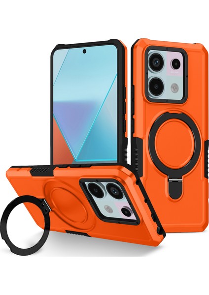 Anti-Düşen Telefon Kılıfı Için Xiaomi Poco X6 5g Kılıf Halka Tutucu Kickstand Tpu + Pc Telefon Kapağı-Turuncu (Yurt Dışından)