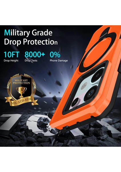 Anti-Düşen Telefon Kılıfı Için Xiaomi Poco X6 5g Kılıf Halka Tutucu Kickstand Tpu + Pc Telefon Kapağı-Turuncu (Yurt Dışından) fiyatları