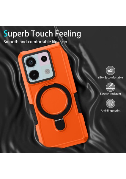 Anti-Düşen Telefon Kılıfı Için Xiaomi Poco X6 5g Kılıf Halka Tutucu Kickstand Tpu + Pc Telefon Kapağı-Turuncu (Yurt Dışından) modelleri