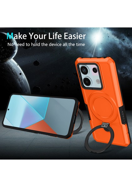 Anti-Düşen Telefon Kılıfı Için Xiaomi Poco X6 5g Kılıf Halka Tutucu Kickstand Tpu + Pc Telefon Kapağı-Turuncu (Yurt Dışından) fırsatları