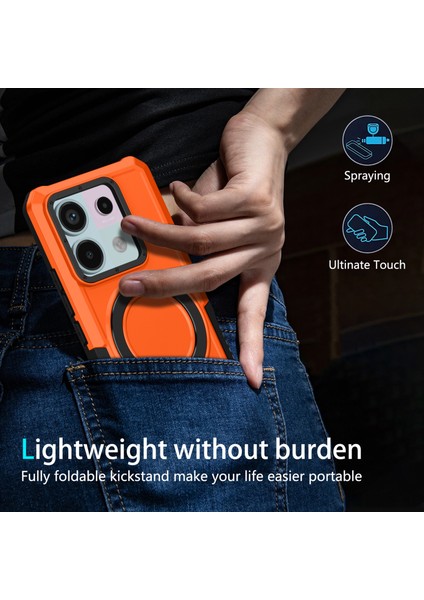 Anti-Düşen Telefon Kılıfı Için Xiaomi Poco X6 5g Kılıf Halka Tutucu Kickstand Tpu + Pc Telefon Kapağı-Turuncu (Yurt Dışından) indirimleri