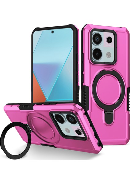 Anti-Düşen Telefon Kılıfı Için Xiaomi Poco X6 5g Kılıf Halka Tutucu Kickstand Tpu + Pc Telefon Kapağı-Pembe (Yurt Dışından)