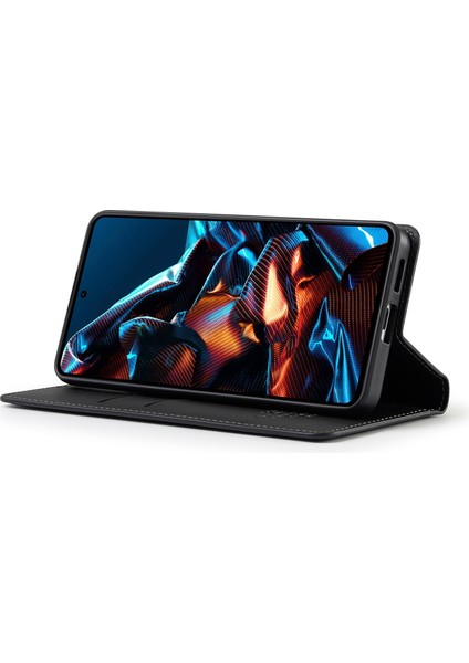 Anti-Düşen Telefon Kılıfı Için Xiaomi Poco X5 Pro 5g Kılıf Pu Deri Cüzdan Halkalı Telefon Kılıfı Kapak-Siyah (Yurt Dışından) modelleri