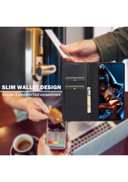 Anti-Düşen Telefon Kılıfı Için Xiaomi Poco X5 Pro 5g Kılıf Pu Deri Cüzdan Halkalı Telefon Kılıfı Kapak-Siyah (Yurt Dışından) indirimleri