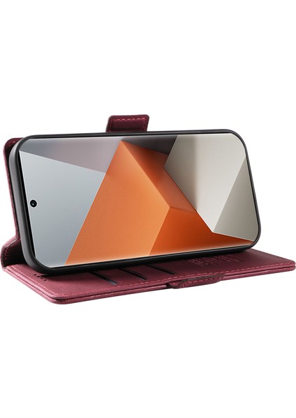 Anti-Düşen Telefon Kılıfı Xiaomi Redmi Için Not 13 Pro + 5g Kılıf Pu Deri Cüzdan Telefon Kapağı Cilt Dokunmatik Duygu-Şarap Kırmızı (Yurt Dışından) modelleri