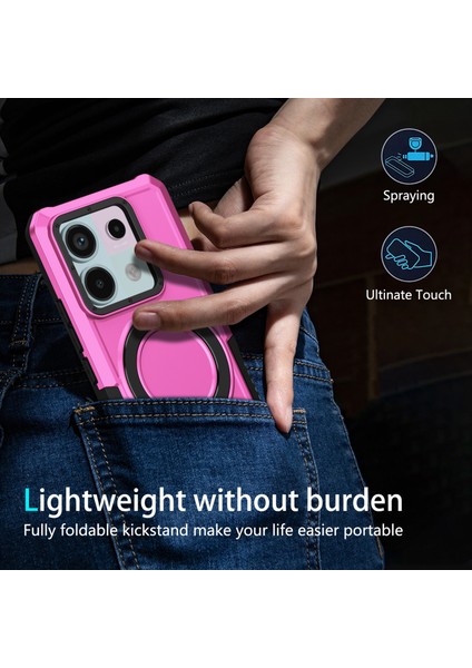 Anti-Düşen Telefon Kılıfı Için Xiaomi Poco X6 5g Kılıf Halka Tutucu Kickstand Tpu + Pc Telefon Kapağı-Pembe (Yurt Dışından) indirimleri