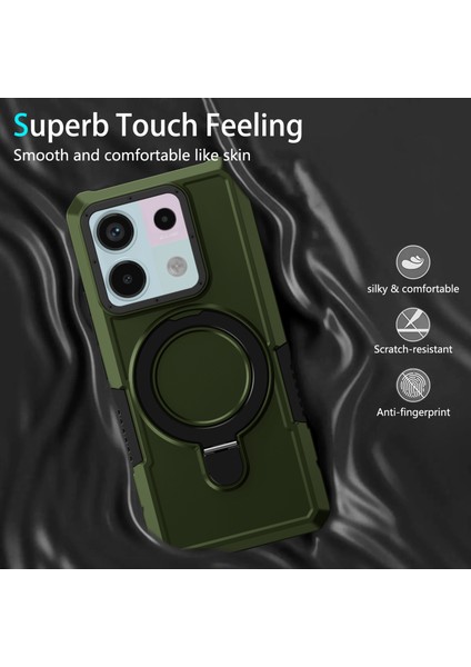 Anti-Düşen Telefon Kılıfı Için Xiaomi Poco X6 5g Kılıf Halka Tutucu Kickstand Tpu + Pc Telefon Kapağı-Siyahımsı Yeşil (Yurt Dışından) modelleri