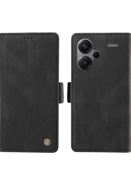 Anti-Düşen Telefon Kılıfı Xiaomi Redmi Için Not 13 Pro + 5g Kılıf Pu Deri Cüzdan Telefon Kapak Cilt Dokunmatik Duygu-Siyah (Yurt Dışından)