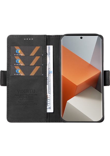 Anti-Düşen Telefon Kılıfı Xiaomi Redmi Için Not 13 Pro + 5g Kılıf Pu Deri Cüzdan Telefon Kapak Cilt Dokunmatik Duygu-Siyah (Yurt Dışından) fiyatları
