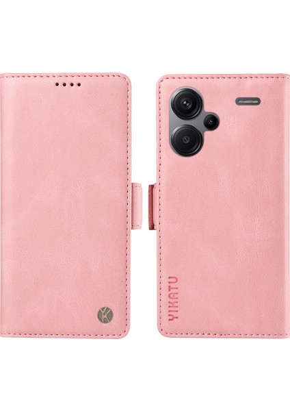 Anti-Düşen Telefon Kılıfı Xiaomi Redmi Için Not 13 Pro + 5g Kılıf Pu Deri Cüzdan Telefon Kapak Cilt Dokunmatik Duygu-Pembe (Yurt Dışından)