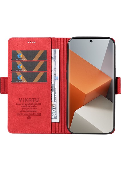 Anti-Düşen Telefon Kılıfı Xiaomi Redmi Için Not 13 Pro + 5g Kılıf Pu Deri Cüzdan Telefon Kapak Cilt Dokunmatik Duygu-Kırmızı (Yurt Dışından) fiyatları