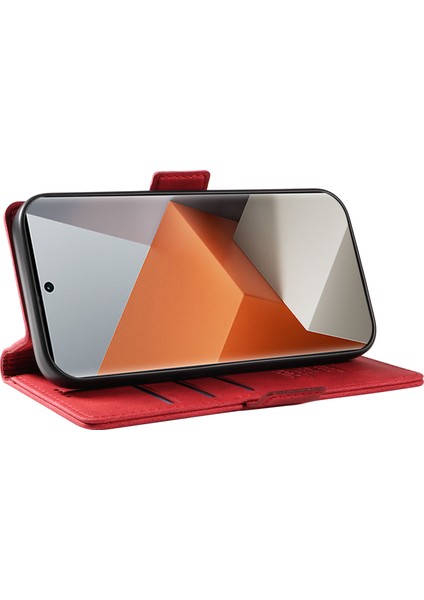 Anti-Düşen Telefon Kılıfı Xiaomi Redmi Için Not 13 Pro + 5g Kılıf Pu Deri Cüzdan Telefon Kapak Cilt Dokunmatik Duygu-Kırmızı (Yurt Dışından) modelleri