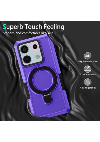 Anti-Düşen Telefon Kılıfı Için Xiaomi Poco X6 5g Kılıf Halka Tutucu Kickstand Tpu + Pc Telefon Kapağı-Mor (Yurt Dışından) modelleri