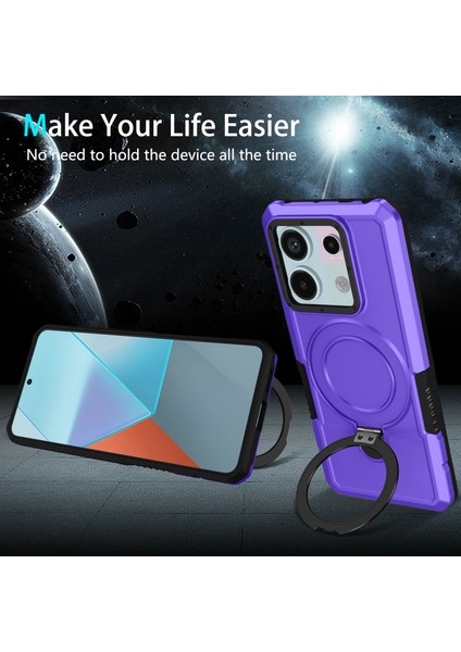 Anti-Düşen Telefon Kılıfı Için Xiaomi Poco X6 5g Kılıf Halka Tutucu Kickstand Tpu + Pc Telefon Kapağı-Mor (Yurt Dışından) fırsatları