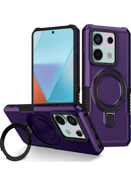 Anti-Düşen Telefon Kılıfı Için Xiaomi Poco X6 5g Kılıf Halka Tutucu Kickstand Tpu + Pc Telefon Kapağı-Koyu Mor (Yurt Dışından)