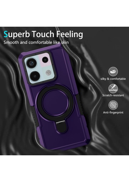 Anti-Düşen Telefon Kılıfı Için Xiaomi Poco X6 5g Kılıf Halka Tutucu Kickstand Tpu + Pc Telefon Kapağı-Koyu Mor (Yurt Dışından) modelleri