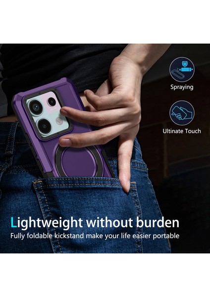 Anti-Düşen Telefon Kılıfı Için Xiaomi Poco X6 5g Kılıf Halka Tutucu Kickstand Tpu + Pc Telefon Kapağı-Koyu Mor (Yurt Dışından) indirimleri
