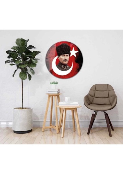 Teknoo- Atatürk Cam Tablo Yuvarlak 4mm Dayanıklı Temperli Cam fiyatları