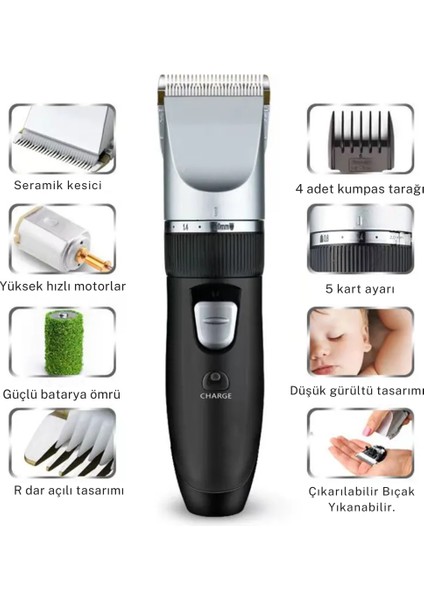 Sesiz Kullanım Özelliğine Sahip Güçlü Motorlu Kablolu Kedi Köpek Tıraş Makinesi Pet Serisi WA- 0001 fiyatları