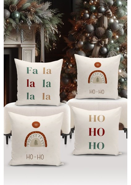 Yılbaşı Serisi Çift Tarafı Dijital Baskılı 4'lü Kırlent Kılıfı Seti (Christmas Noel Cushion Cover)