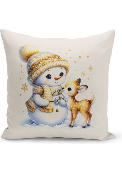 Yılbaşı Serisi Çift Tarafı Dijital Baskılı 4'lü Kırlent Kılıfı Seti (Christmas Noel Cushion Cover)