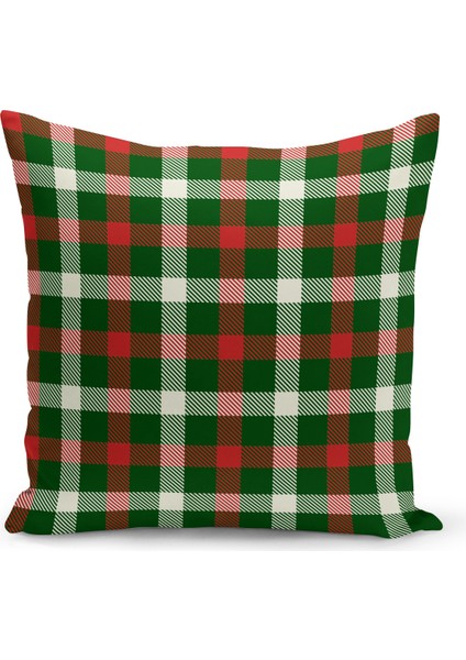 Yılbaşı Ekose Serisi Çift Tarafı Dijital Baskılı Kırlent Kılıfı (Christmas Noel Cushion Cover)