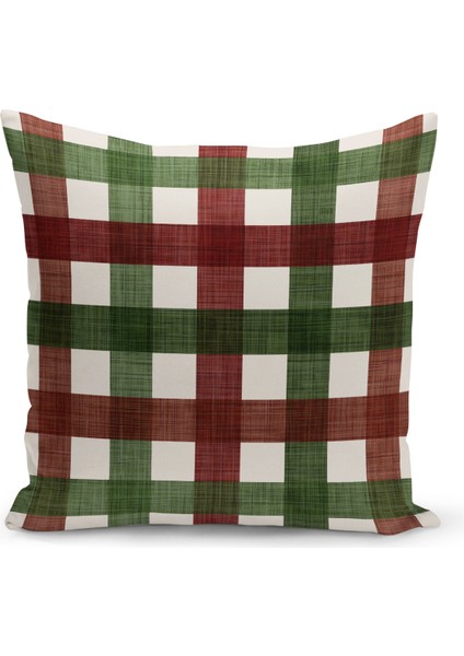 Yılbaşı Ekose Serisi Çift Tarafı Dijital Baskılı Kırlent Kılıfı (Christmas Noel Cushion Cover)