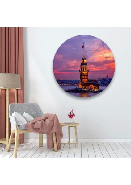 Teknoo- Kız Kulesi Yuvarlak Cam Tablo fiyatları