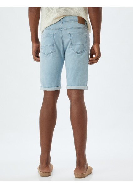 Kot Şort Slim Fit Cep Detaylı Pamuklu fırsatları