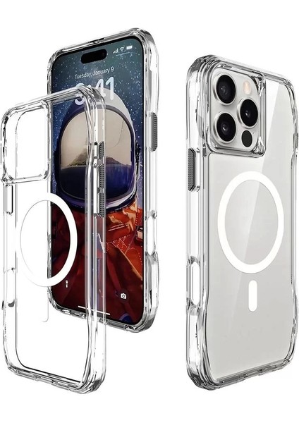 Apple iPhone 16 Pro Kılıf Magsafe Şarj Özellikli T-Max Şeffaf Kapak