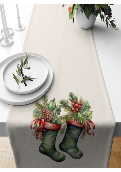 Yılbaşı Serisi 140X40 cm Dijital Baskılı Runner (Christmas Noel)