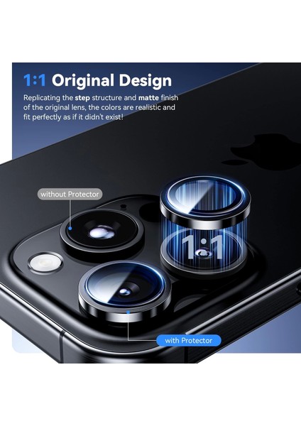 Apple iPhone 16 Pro Lens Kamera Koruyucu Premium Safir Parmak Izi Bırakmayan Cl-12