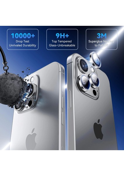 Apple iPhone 16 Pro Lens Kamera Koruyucu Premium Safir Parmak Izi Bırakmayan Cl-12