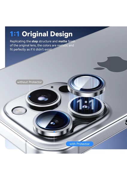 Apple iPhone 16 Pro Lens Kamera Koruyucu Premium Safir Parmak Izi Bırakmayan Cl-12