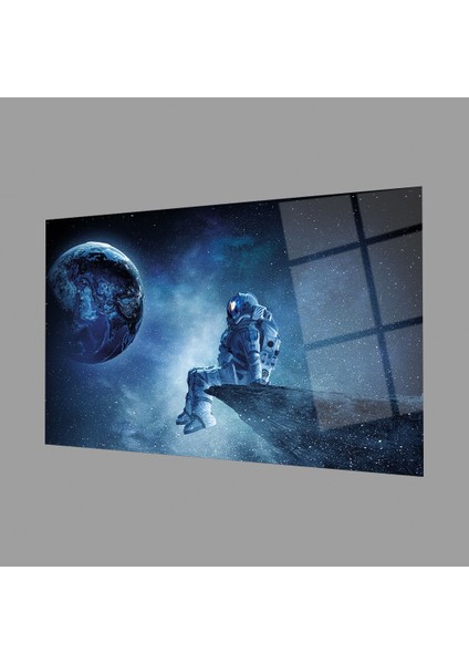 Uzay Astronot 4mm Dayanıklı Cam Tablo Temperli Cam, Space Glass Wall Decor