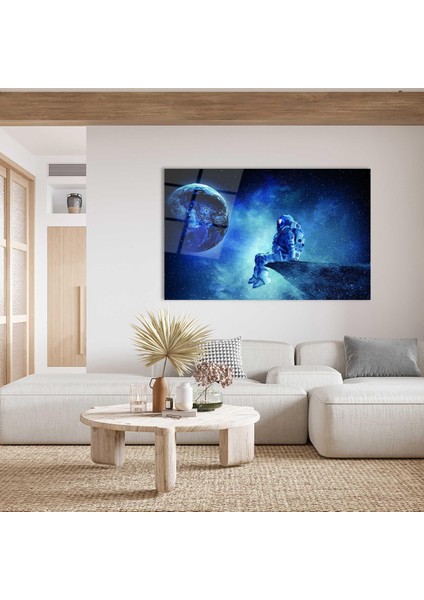 Uzay Astronot 4mm Dayanıklı Cam Tablo Temperli Cam, Space Glass Wall Decor