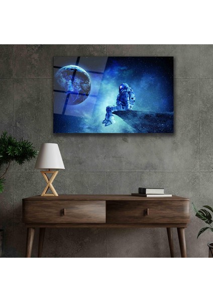 Uzay Astronot 4mm Dayanıklı Cam Tablo Temperli Cam, Space Glass Wall Decor