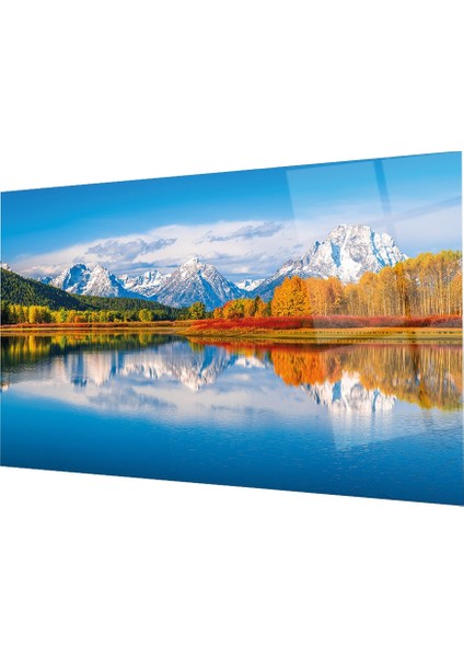 Dağ Yansıma Manzara Cam Tablo 4mm Dayanıklı Temperli Cam Mountain Reflection Landscape Glass Table 4mm Durable Tempered Glass