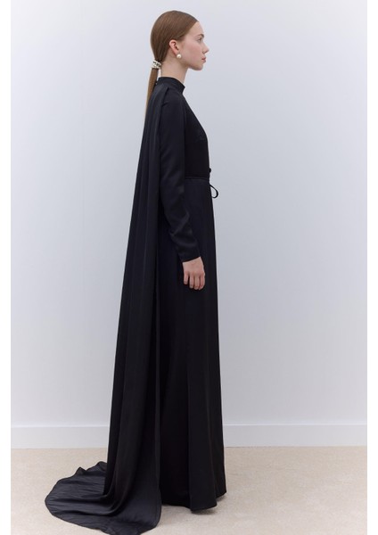 Pelerinli Abiye Elbise Siyah modelleri